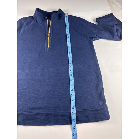 Lilly Pulitzer Luxletic Atleisure Navy Blue Quarter Zip Pullover Gold Hardware M - Picture 8 of 10